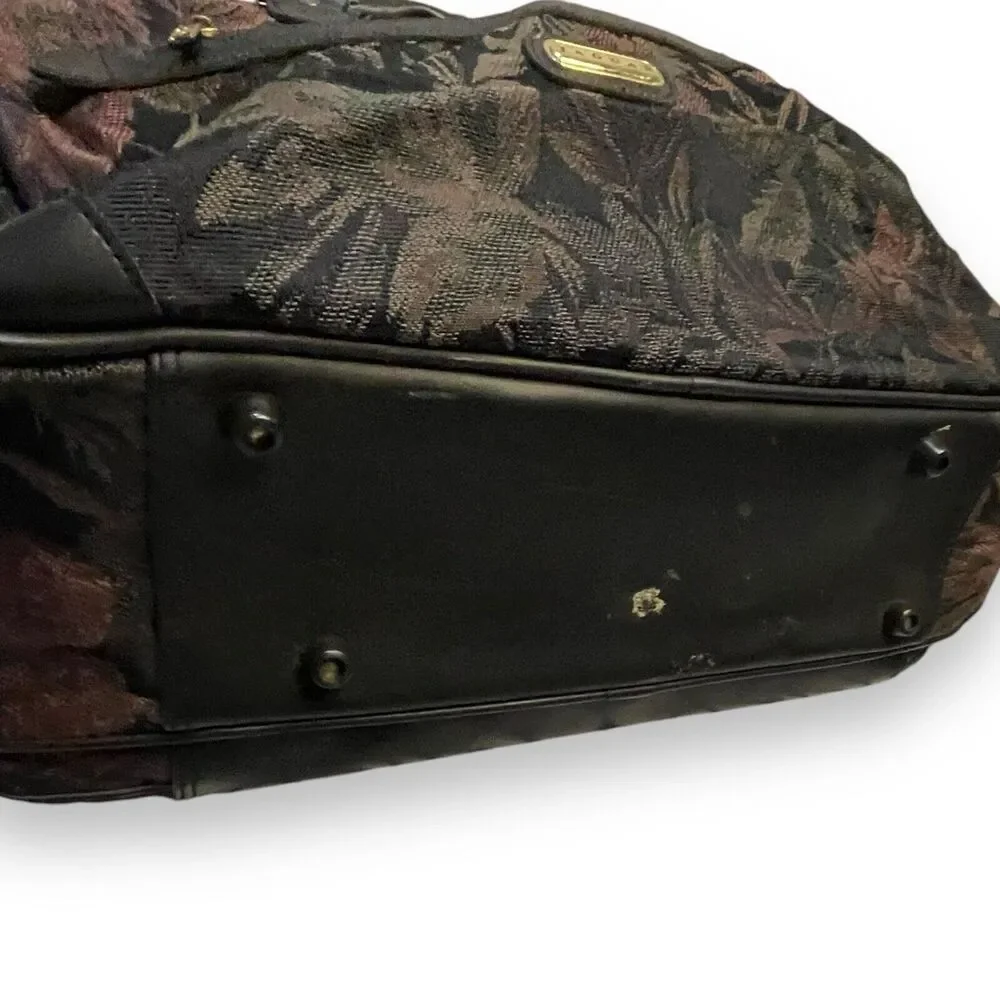 Jaguar Overnight Travel Bag Satchel Vintage Floral Tapestry 90s Multicolored Zip